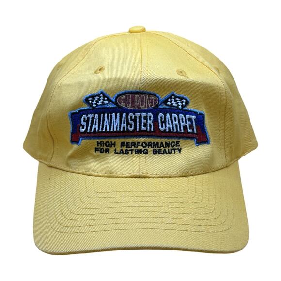 Vintage 90s NASCAR Du Pont Stainmasters Yellow Racing Cap Hat OSFA Dale - Picture 1 of 8